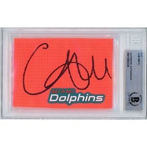 Cam Smith Autograph Miami Dolphins Football Endzone Pylon Beckett Authenticated